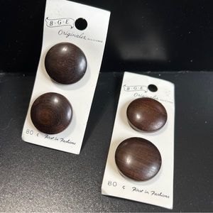 BGE Originals Vintage Brown Wooden Buttons Lot/4 New Old Stock Made in Portugal